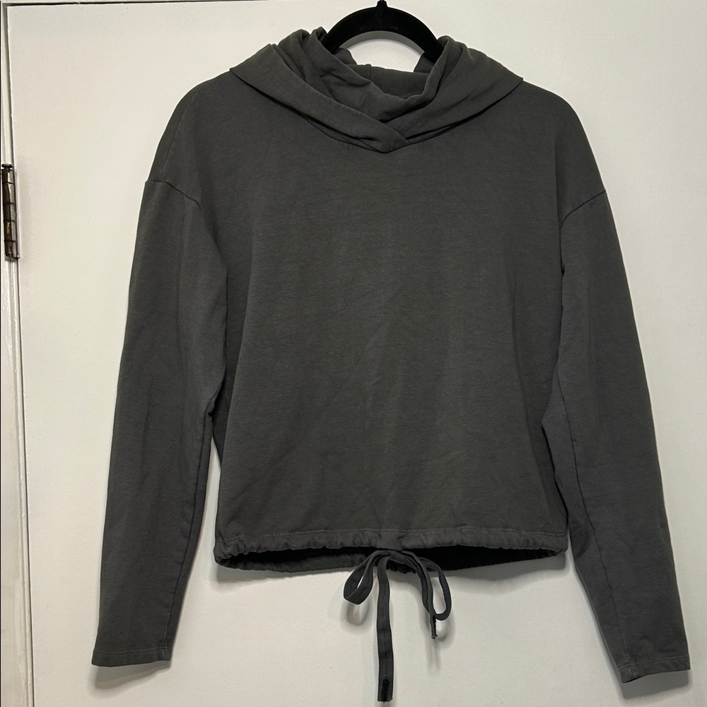 Stateside Gray Women's Funnel Neck Draw String Hoodie Top Size S - Picture 3 of 13